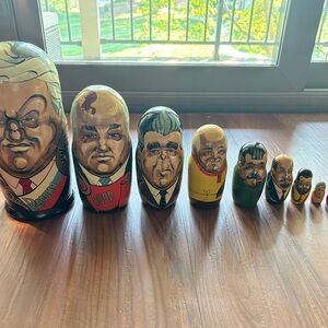 Nesting Dolls USSR Russian Set Of 10 Soviet/Communist Leaders Vintage